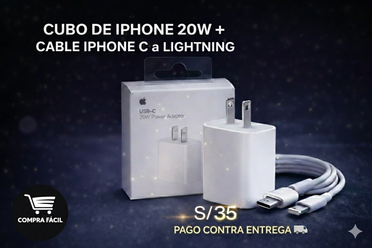 CARGADOR 20W + CABLE TIPO C A LIGHTNING