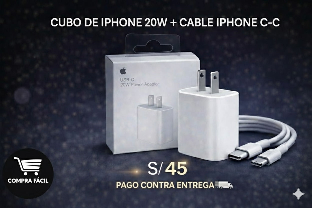 CUBO IPHONE 20W + CABLE C-C